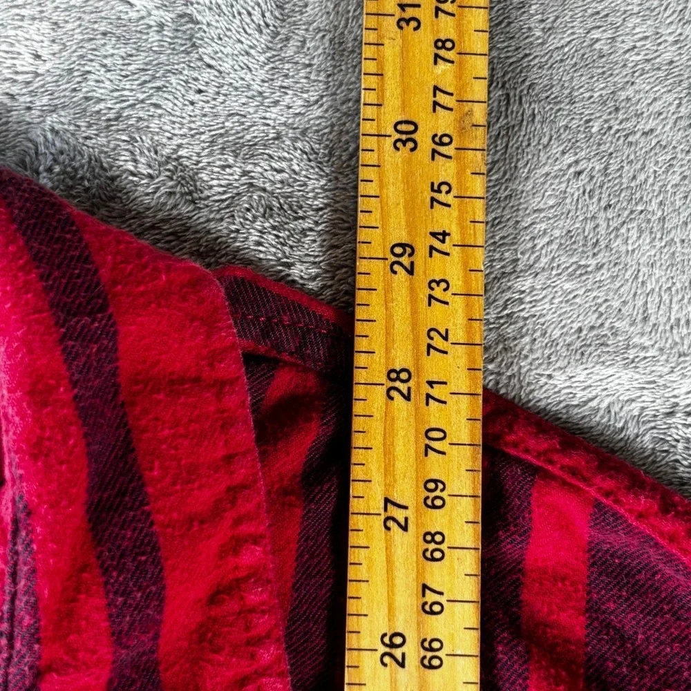 VTG Levi's Heavy Flannel Shirt Mens Large Red Burgundy Striped grunge workwear